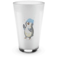Mr. & Mrs. Panda Glas Pinguin Duschen - Transparent - Geschenk, Latte Macchiato, Neuanfang, Premium Glas, Hitzebeständig