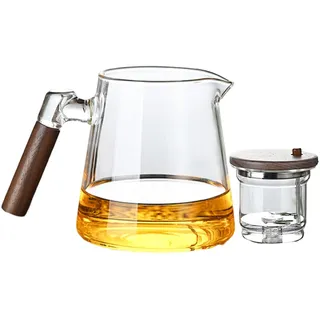 Enchantipot – Press Enchanti Teekanne – Teekanne Glas 750 ml Teekanne mit Holzgriff Teekanne für losen Tee