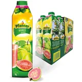 Pfanner Guaven Nektar (8 x 1 l) - 25% Fruchtgehalt – Fruchtnektar im Vorratspack – Getränk aus pinkem Guavennektar