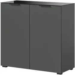Inn.Furn Kommode grau 90 cm mit Glasauflage und Soft-Close Riano
