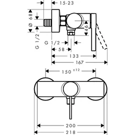 Hansgrohe Zesis S Einhebel-Duscharmatur Aufputz für 1 Verbraucher schwarz matt 74621670