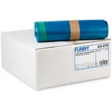 Funny AG-879 LDPE-Zugbandsäcke, 700 x 1100 mm, Typ 60, blau, 120 Liter, mit Zugband, stark, 250 Stück