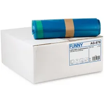 Funny AG-879 LDPE-Zugbandsäcke, 700 x 1100 mm, Typ 60, blau, 120 Liter, mit Zugband, stark, 250 Stück