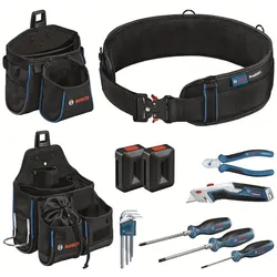 Bosch Professional Combo Kit ProClick Werkzeuggürtel + Taschen + Handwerkzeugset