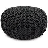 amagohome Sitzhocker Sitzpouf Strickhocker Pouf Ø45 H30cm Bodenkissen Indoor Baumwolle recy grau