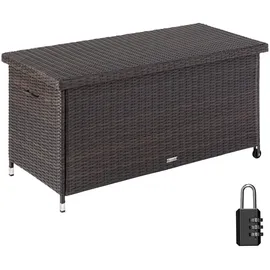 Tectake Auflagenbox Kiruna mit Kunststoffgeflecht, 120x55x61,5cm, 270l