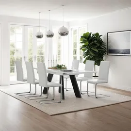 Tectake tectake® Schwingstühle Kunstleder 8er Setweiß