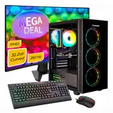 gamemax Gaming-PC MegaDeal Draco XD 2694 32′′ Curved AMD Ryzen 5 5500 4,0 GHz 16 GB RAM 1 TB SSD RTX 5060 Windows 11