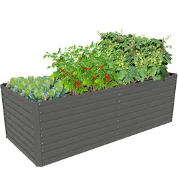 Hochbeet KONIFERA "Emmy", grau (hellgrau), B:190cm H:60cm T:80cm, Stahl, Pflanzgefäße, mit Verstrebungen für mehr Stabilität