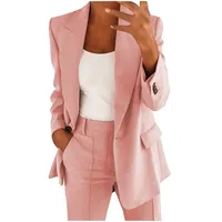 Festlicher Hosenanzug Damen Große Größen - Hosenanzüge Business Zweiteilig Einfrabig Elegant Arbeit-Anzug Revers Anzugjacke & Blazerhose Blouson Slimfit Blazer Sports Damenanzug - S