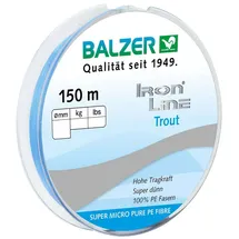 Balzer Ironline Trout 150m 3-Fach geflochtene Schnur für Forelle, Farbe:Blau, Durchmesser/Tragkraft:0.06mm / 4.1kg