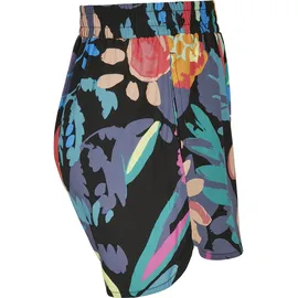 URBAN CLASSICS Aop Viscose Resort High Waist Shorts Black Fruity 4XL