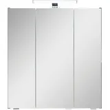 Saphir Badezimmerspiegelschrank Quickset 945 Badschrank, 3 Spiegeltüren, 6 Einlegeböden, 65 cm breit inkl. LED-Beleuchtung, Türdämpfer, Schalter-/Steckdosenkombination grau