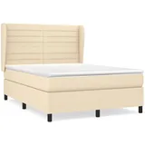 vidaXL Boxspringbett mit Matratze Creme 140x200 cm Stoff1372353