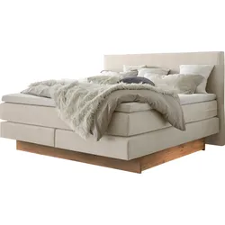 Boxspringbett HASENA "Denver", beige (beige, wildeiche natur), B:168cm L:210cm, Komplettbetten, Boxspringbett, Boxspringbett, Sockel, zwei Bettkästen inkl. gedämpftem Selbsteinzug