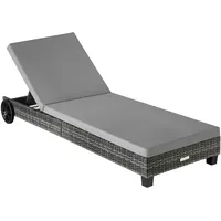 TecTake tectake® Rattan Sonnenliege, mit Aluminiumgestell, 5-fach verstellbare Rückenlehne,