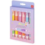 Legami - Set aus 6 Doppelspitz-Miaumarkern 1 x 4 mm Keilspitze mit Glitzer und 1 x 1 mm rund zum Überschreiben wasserbasierte Tinte dreieckiger Griff