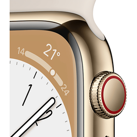 Apple Watch Series 8 GPS + Cellular 45 mm Edelstahlgehäuse gold, Sportarmband polarstern