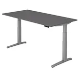 HAMMERBACHER XBHM2E elektrisch höhenverstellbarer Schreibtisch grafit rechteckig, C-Fuß-Gestell silber 200,0 x 100,0 cm