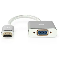 Nedis VGA-Adapter - HDMI Stecker - VGA Buchse - Vergoldet - Gerade - Aluminium - Silber - Verpackung mit Sichtfenster