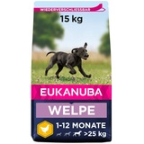 Eukanuba Welpenfutter mit frischem Huhn für große Rassen, Premium Trockenfutter für Welpen, 15 kg