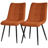 ML-Design Esszimmerstühle 2Er Set Orange mit Stoffbezug mit Rückenlehne