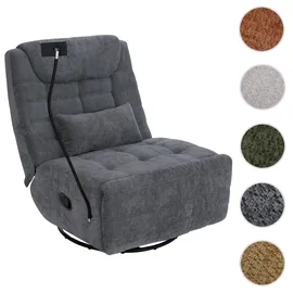 Mendler Relaxsessel HWC-P92 Chenille 82 x 96 x 82 cm Dunkelgrau drehbar mit Liegeposition