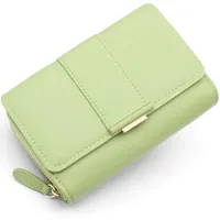 HNOOM Geldbörse Damen Klein Portemonnaie Damen PU Leder Geldbeutel Damen mit Reißverschluss Münzfach Mini Brieftasche Kreditkartenetui mit 9 Kartenfächer, Geschenke für Damen(Grün-1)