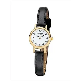 REGENT Damen-Armbanduhr Elegant Analog Leder-Armband schwarz Quarz-Uhr URF980 - Schwarz