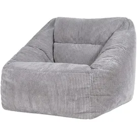 I.C.O.N. Icon Sitzsack Sessel für Erwachsene, Grau, Flauschiger Cord Stoff, Riesen Sitzsack Cord mit Füllung, Bean Bag Chair, Bequemer Sessel Wohnzimmer, Lounge, Schlafzimmer, Büro