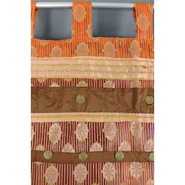 HOSSNER - ART OF HOME DECO Gardine "Arnisee" Gr. 1, orange (goldfarben, braun, rostorange), B:110cm H:250cm, Polyester, HOSSNER - ART OF HOME DECO, Gardinen, Gardine, Schlaufenschal mit Dekokante