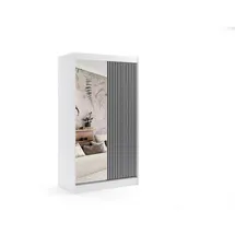 altdecor Schiebetürenschrank Vilan 120 x 215 x 61 cm Weiß/Schwarz