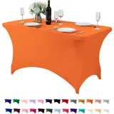 Hezuzo Spandex-Tischdecke für 122 cm große Tische, universell, dehnbar, für Party, Bankett, Hochzeit und Veranstaltungen, Orange