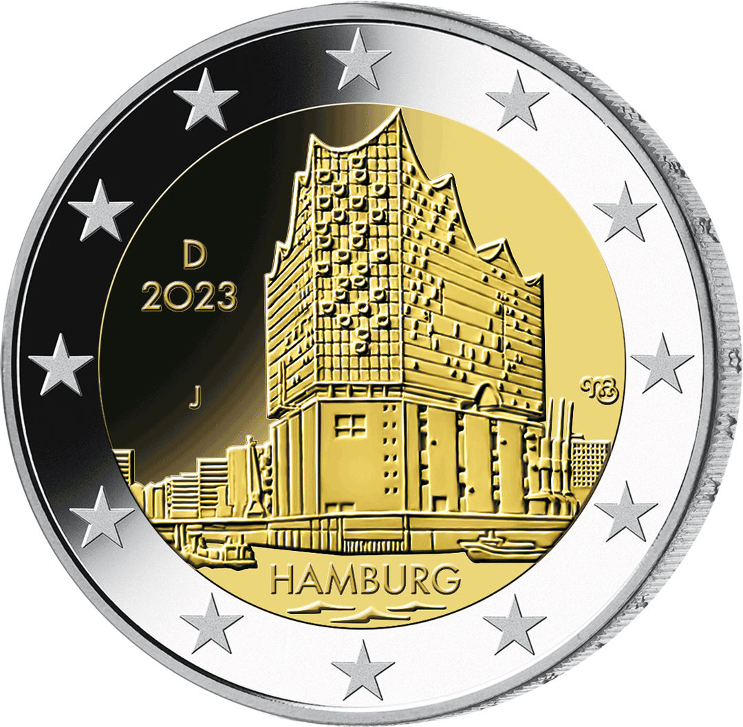 Deutschland 2023: 2 Euro Gedenkmünze "Elbphilharmonie Hamburg"