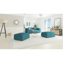 s-style möbel Fußhocker Porto Cord 93 x 46 x 73 cm Türkis