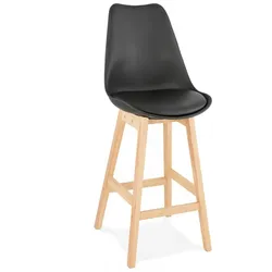 Mittelhoher Holzhocker mit Kunststoffsitz | Barhocker CAMILA MINI Skandinavisches Design | Küchenhocker mit Polsterung | Kadima Design
