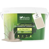 Veluxis Wandfarbe Beige Creme Grau Matt Innenfarbe – Deckkraft Klasse 1, VOC-frei, Ohne Grundierung, Tropfarm – Wohnzimmer & Schlafzimmer – 2,5L (Sweet Sesame)