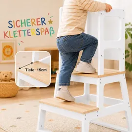 BABY VIVO Lernturm aus Holz mit Tafel  weiß