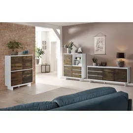 OTTO home Morgan Midischrank Hochkommode 100 x 120 x 35 cm Braun/Weiß