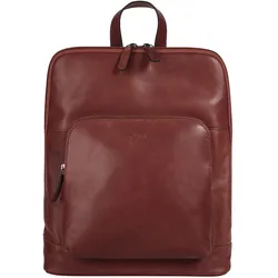 Cityrucksack X-ZONE, Gr. B/H/T: 33cm x 28cm x 11cm, onesize, rot, Rindsleder, Leder, leicht glänzend, casual, Rucksäcke, echt Leder