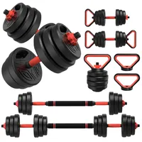 sportnow 4 in 1 Hanteln Set 20 kg verstellbare Kurzhantel & Langhantel grau / grün