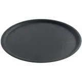 HENDI Serviertablett, Tablett, Temperaturbeständig von -10° bis 100°C, Gastro Tablett, Polyester glasfaserverstärkt, rund, Antirutschbeschichtung, Schock- und bruchfest, ø400mm, Schwarz