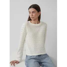 QS Baumwollpullover mit Ajourmuster Weiß XXL
