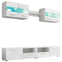vidaXL 5-tlg. TV-Wohnwand-Set mit LED-Leuchten Hochglanz-Weiß