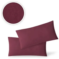 EXKLUSIV HEIMTEXTIL Kissenhülle Kissenbezug Doppelpack mit Reißverschluss  hochwertige Jersey Qualität Bordeaux 40 x 80 cm