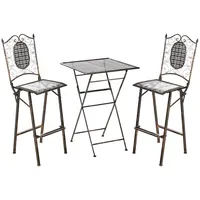 Beliani Gartenbar Set klappbar BORMIO Metall Schwarz
