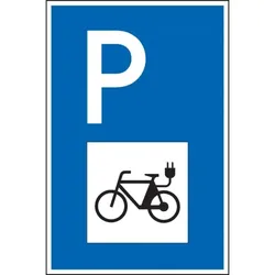 Schild I Parkplatzschild E-Bike, mit Symbol, Aluminium, spitze Ecken, 400x600mm