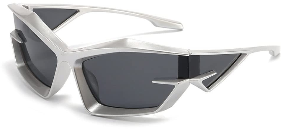 FOOOZ Beliebte Damen-Sonnenbrillen, Punk-Brillen, einzigartige ovale Sonnenbrillen für Herren, UV400, Zukunftstechnologie, Sinn für bunte Sonnenbrillen, 2, CN