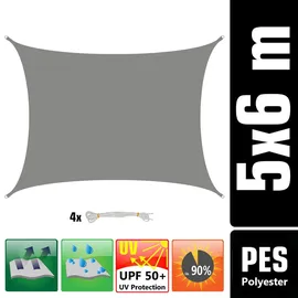 AMANKA Sonnensegel Wasserdicht 6x5 - Rechteckig - Sonnenschutz Segel Garten Terrasse