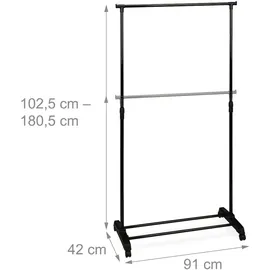 Relaxdays Garderobenständer Fahrbarer Kleiderständer Schwarz
